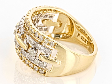 White Diamond 10k Yellow Gold Band Ring 0.75ctw