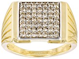 Candlelight Diamonds™ 10k Yellow Gold Mens Wide Band Cluster Ring 1.00ctw