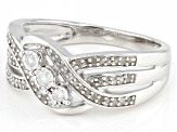 White Diamond Rhodium Over Sterling Silver Crossover Ring 0.25ctw