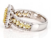 Yellow Diamond And White Diamond 14k White Gold Halo Ring 2.00ctw