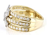 White Diamond 10k Yellow Gold Wide Band Ring 1.00ctw