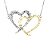 White Diamond 10k Two Tone Gold Intertwining Heart Necklace 0.10ctw