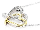 White Diamond 10k Two Tone Gold Intertwining Heart Necklace 0.10ctw