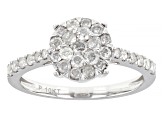 White Diamond 10k White Gold Cluster Ring 0.75ctw