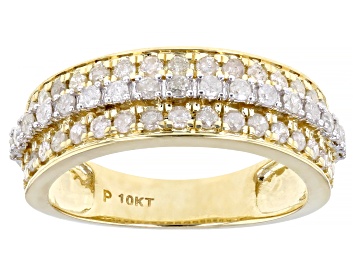 Picture of White Diamond 10k Yellow Gold Band Ring 0.75ctw