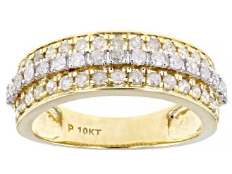 White Diamond 10k Yellow Gold Band Ring 0.75ctw