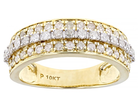White Diamond 10k Yellow Gold Band Ring 0.75ctw