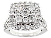 White Diamond 10k White Gold Cocktail Cluster Ring 3.00ctw