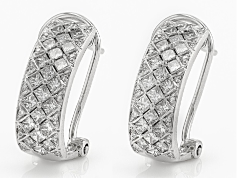 White Diamond 14k White Gold J-Hoop Earrings 1.15ctw