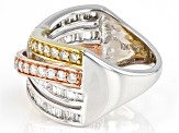 White Diamond 10k White Gold With 14k Rose And Yellow Gold Accents Plating Crossover Ring
