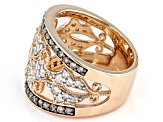 White And Champagne Diamond 14k Rose Gold Wide Band Ring 1.25ctw