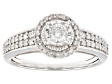 White Diamond 10k White Gold Halo Ring 0.50ctw