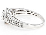 White Diamond 10k White Gold Halo Ring 0.50ctw