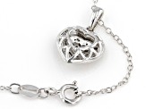 White Diamond Rhodium Over Sterling Cluster Heart Pendant With 18" Cable Chain 0.10ctw