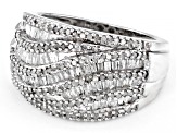 White Diamond Rhodium Over Sterling Silver Wide Band Ring 1.00ctw