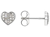 White Diamond Rhodium Over Sterling Silver Cluster Heart Earrings 0.20ctw