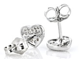 White Diamond Rhodium Over Sterling Silver Cluster Heart Earrings 0.20ctw