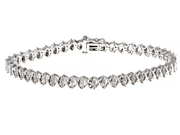 Picture of White Diamond Rhodium Over Sterling Silver Tennis Bracelet 1.00ctw