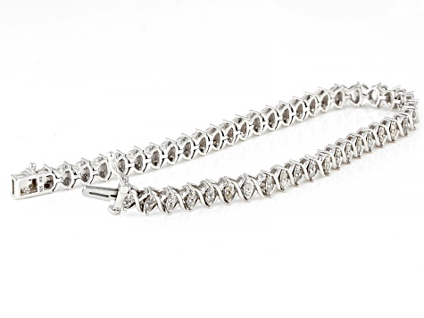 White Diamond Rhodium Over Sterling Silver Tennis Bracelet 1.00ctw