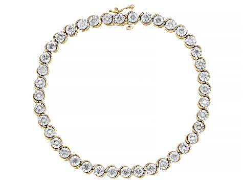 White Diamond 14k Yellow Gold Over Sterling Silver Tennis Bracelet 1.00ctw