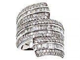 White Diamond 10k White Gold Bypass Ring 3.00ctw