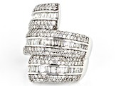 White Diamond 10k White Gold Bypass Ring 3.00ctw