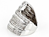 White Diamond 10k White Gold Bypass Ring 3.00ctw