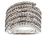 White Diamond 10k White Gold Multi-Row Ring 2.00ctw