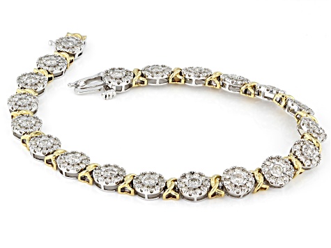 White Diamond 10k Two-Tone Gold Tennis Bracelet 4.00ctw