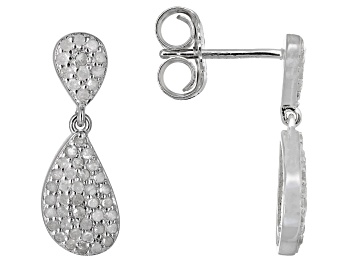Picture of White Diamond Rhodium Over Sterling Silver Cluster Earrings 0.45ctw