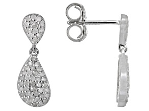 White Diamond Rhodium Over Sterling Silver Cluster Earrings 0.45ctw