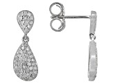 White Diamond Rhodium Over Sterling Silver Cluster Earrings 0.45ctw