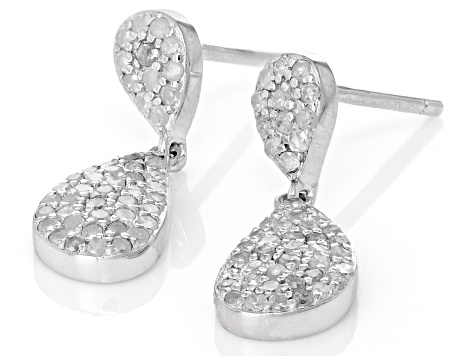 White Diamond Rhodium Over Sterling Silver Cluster Earrings 0.45ctw ...