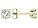 White Diamond 10k Yellow Gold Solitaire Stud Earrings 0.50ctw