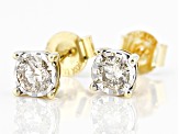 White Diamond 10k Yellow Gold Solitaire Stud Earrings 0.50ctw