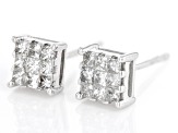 White Diamond 14k White Gold Quad Earrings 0.35ctw