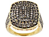 Champagne Diamond 18k Yellow Gold Over Sterling Silver Cluster Ring 1.25ctw