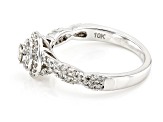 White Diamond 10k White Gold Halo Ring 0.50ctw