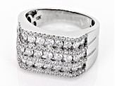 White Diamond 10k White Gold Multi-Row Band Mens Ring 2.00ctw