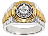 White Diamond 10k Two-Tone Gold Men's Band Ring 0.50ctw