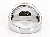 White Diamond 10k Two-Tone Gold Men's Band Ring 0.50ctw