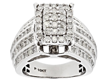 Picture of White Diamond 10k White Gold Cluster Ring 2.25ctw