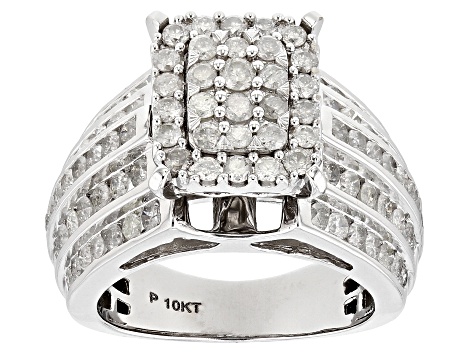 White Diamond 10k White Gold Cluster Ring 2.25ctw