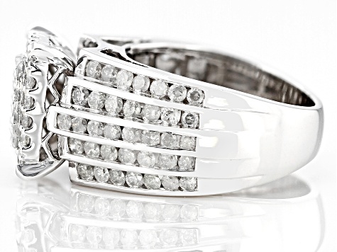 White Diamond 10k White Gold Cluster Ring 2.25ctw