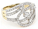 White Diamond 10k Yellow Gold Open Design Ring 0.90ctw