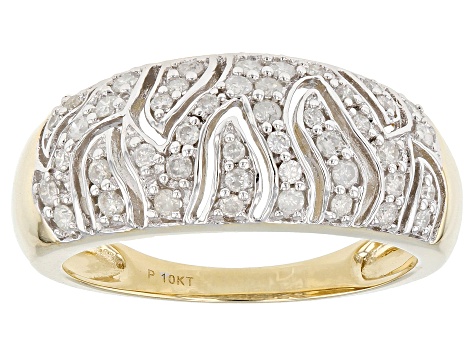 White Diamond 10k Yellow Gold Band Ring 0.45ctw