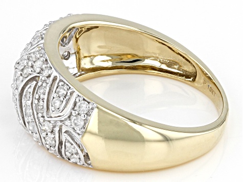 White Diamond 10k Yellow Gold Band Ring 0.45ctw