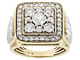 White Diamond 10k Two-Tone Gold Mens Cluster Ring 1.50ctw