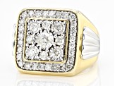 White Diamond 10k Two-Tone Gold Mens Cluster Ring 1.50ctw