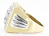 White Diamond 10k Two-Tone Gold Mens Cluster Ring 1.50ctw